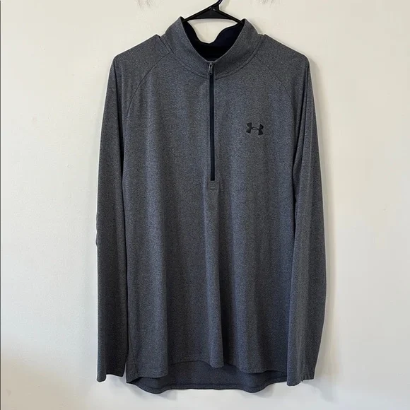 Under Armour Men’s Tech 1/2 Zip Long Sleeve Carbon Heather/Black Size XL - Picture 2 of 11